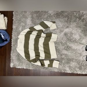 Target sweater that is white and green striped. Size small.